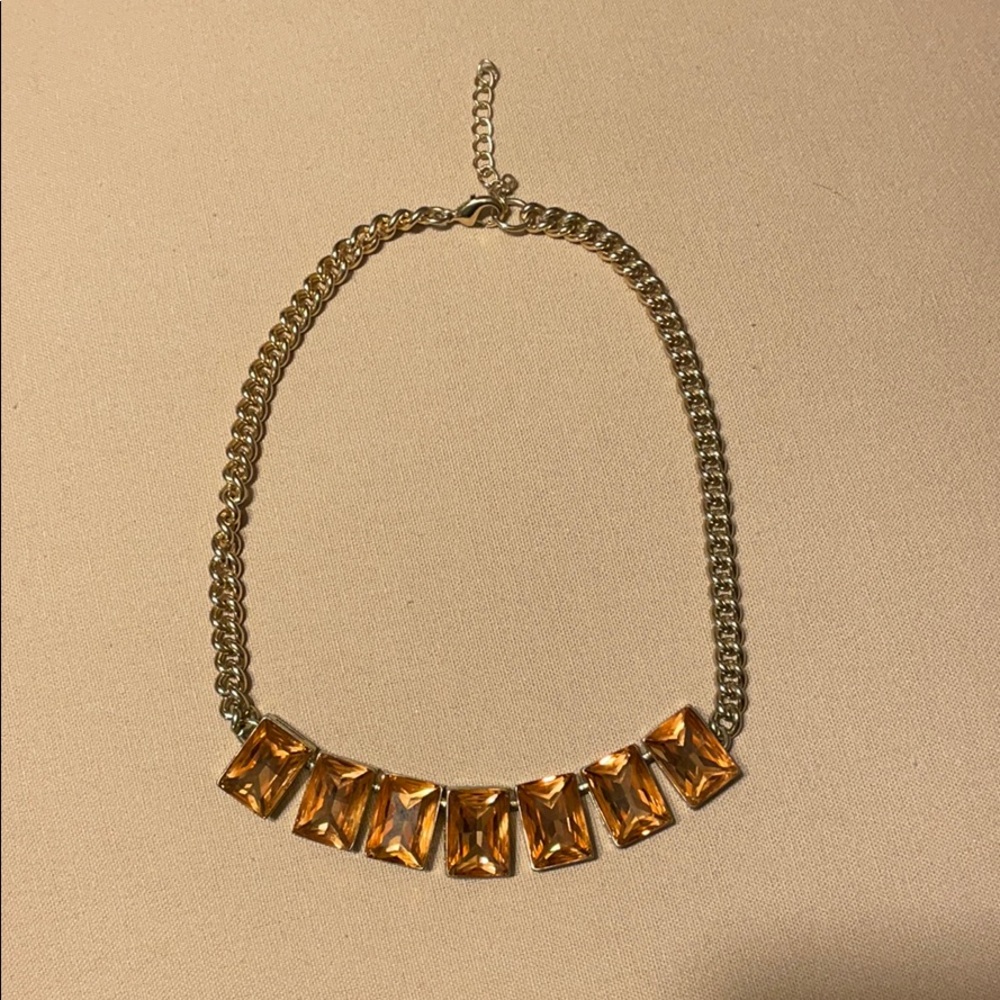 Tan and gold statement necklace